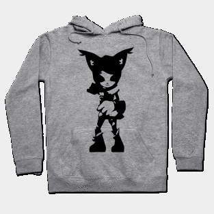 Martial cat minimal silhouette white Hoodie